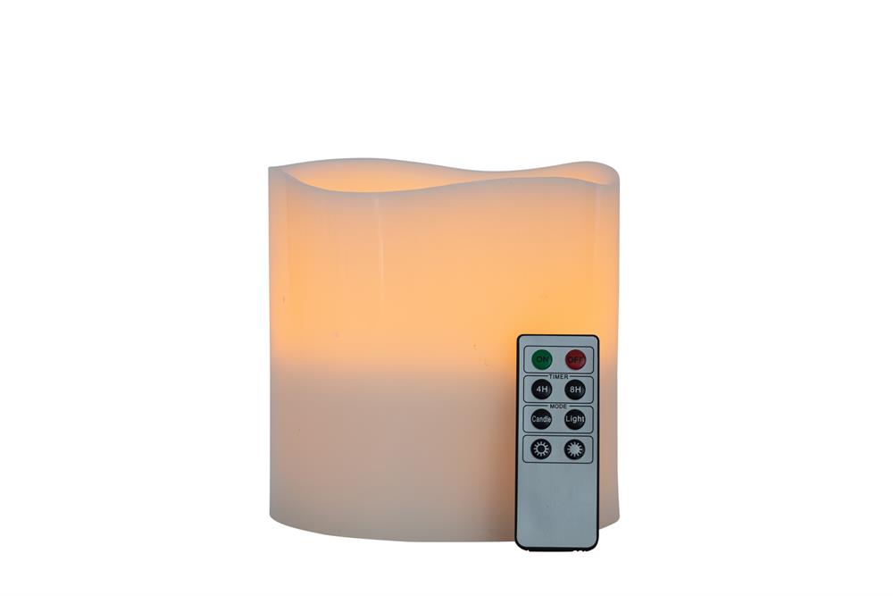 Candela di cera LED bianca con telecomando
P:15 - A:15 cm