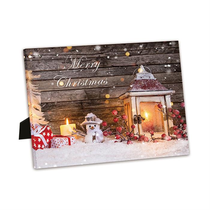 Quadro LED su tela per motivi espositivi: XMAS con scritta: Merry Christmas
2 LED