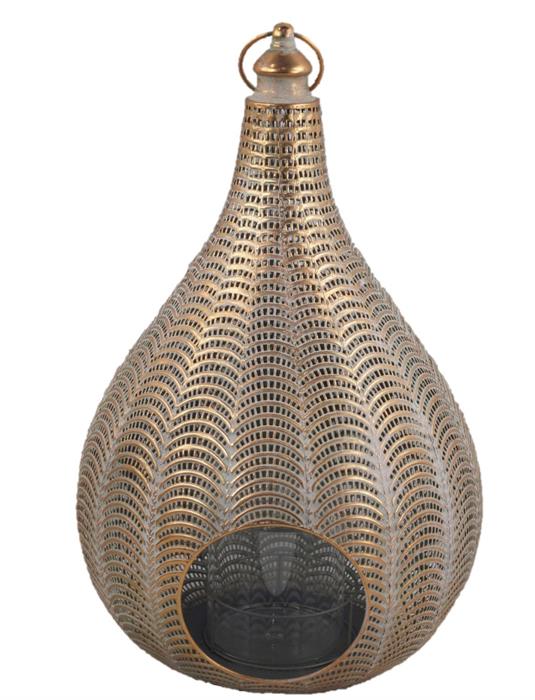 Laterne Oriental aus Metall in Gold
D34.5cm x H53.5cm
mit Glaseinsatz