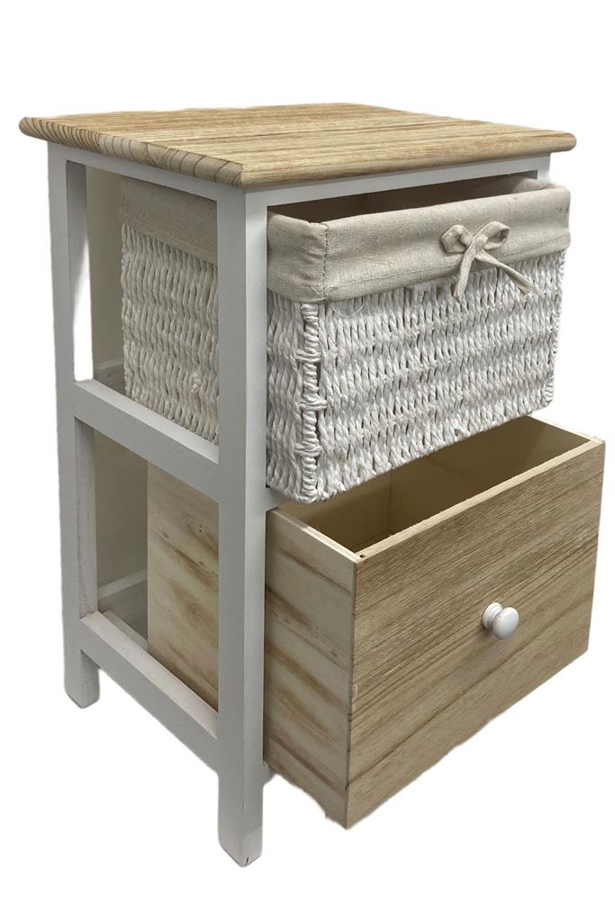 Commode en bois avec 2 tiroirs