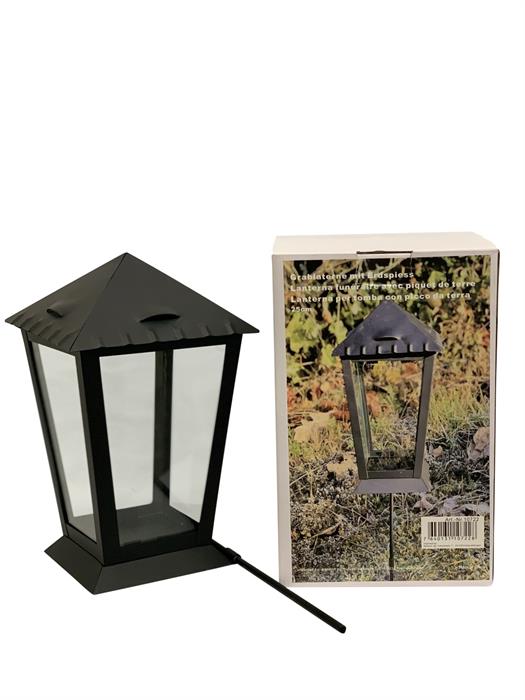 Lanterne funéraire 25 cm avec piquet
La couleur noire
L:14 cm l:14 cm H:25 cm