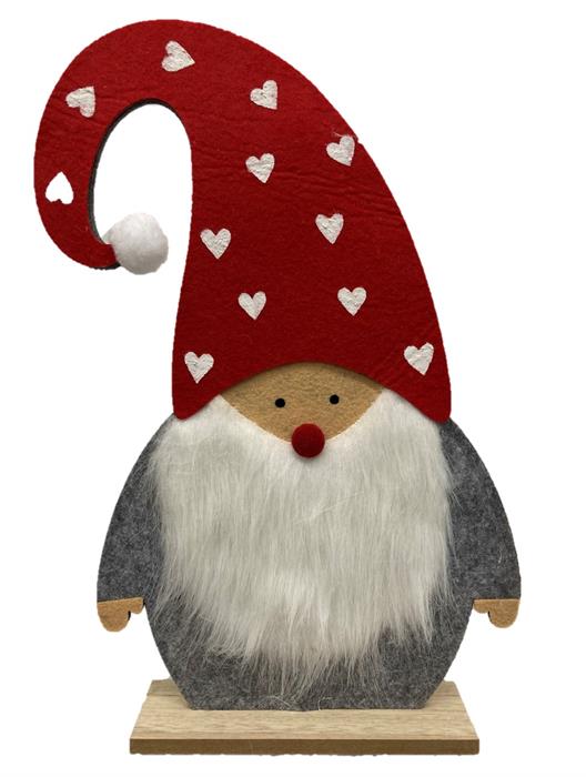 Décoration Père Noël
sur un socle en bois pour se poser
Couleur: rouge/blanc