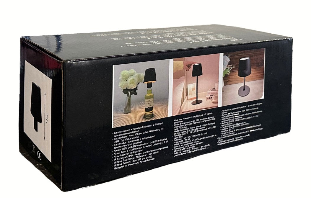 LED Tischlampe 3 in1 dimmbar für Aussenanwendung aufladbar Farbe: schwarz