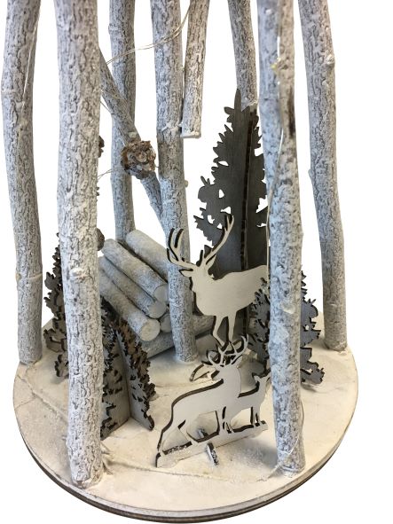 LED Pyramide aus Zweigen - Hirsch und Tannen Design
30 LED - H: 61cm B:24cm