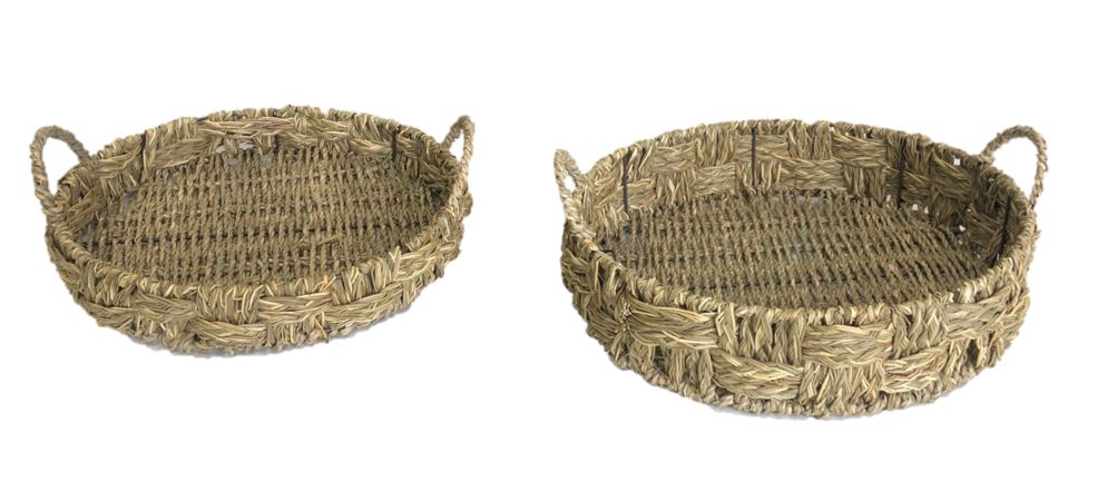 Tablett Korb aus Seegras
Geflecht D35cm
Farbe: naturfarben
mit 2 Henkel