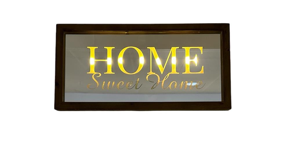LED Spiegel mit
Schriftzug Home
B40 x H20cm mit 8 LED