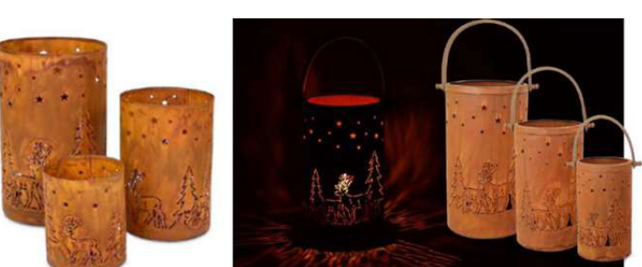 Lanterne en métal
avec finition rouille
H26cm