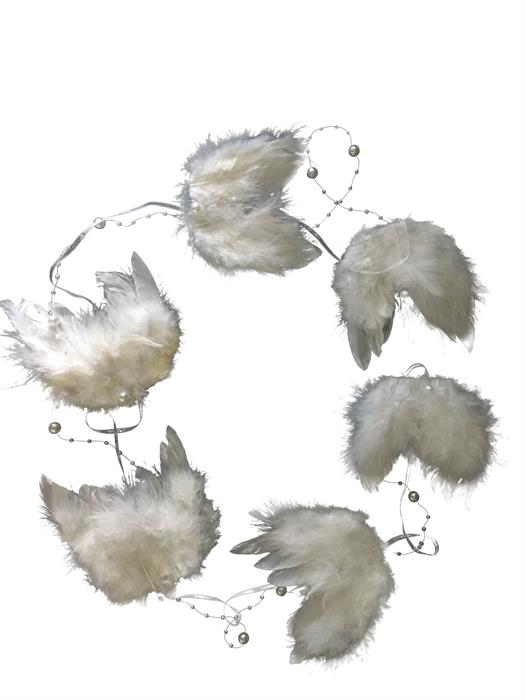 Guirlande de plumes avec
6 ailes d'ange et
Collier de perles, longueur 150 cm