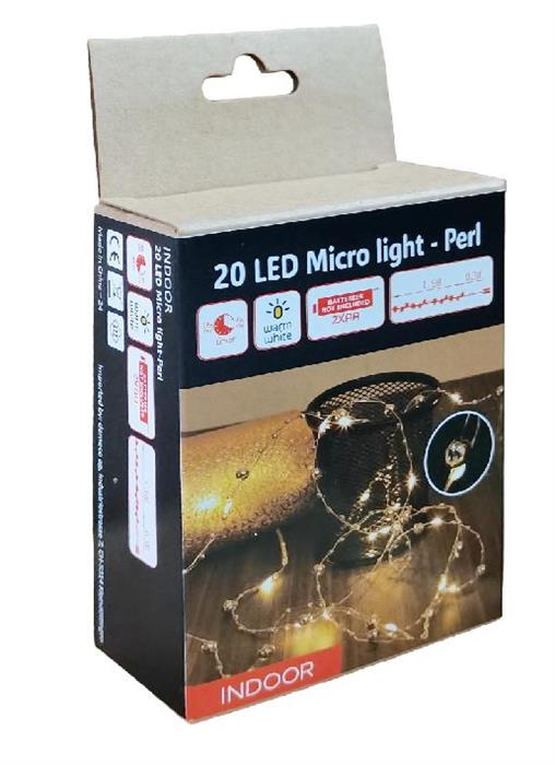 LED Micro Draht Lichterkette mit Perlen 20 LED Länge 190cm silber Draht