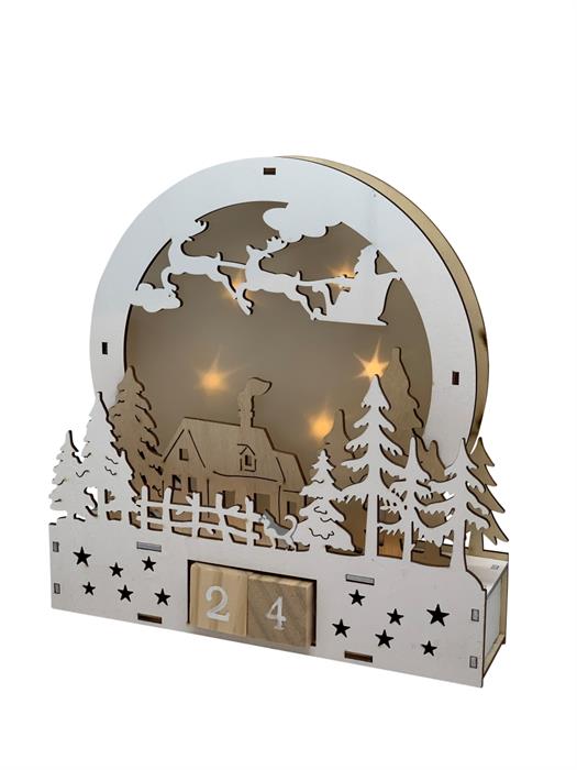 LED Holz Kalender Tischdeko
mit Zahlenwürfel mit 8 LED
Farbe:Weiss
