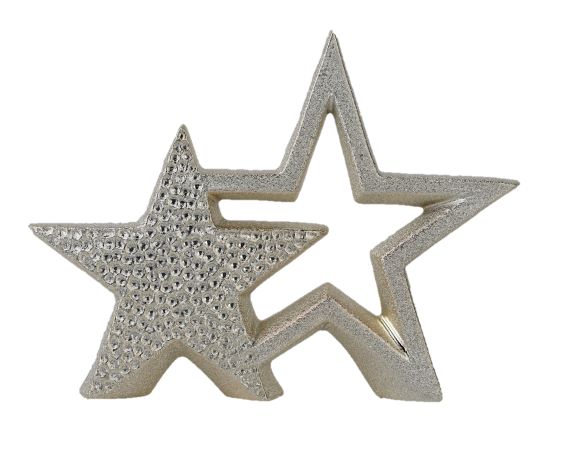 Stern Doppel aus Keramik,
Design: Gold gehämmert,
L:3cm x B:21cm x H:16cm