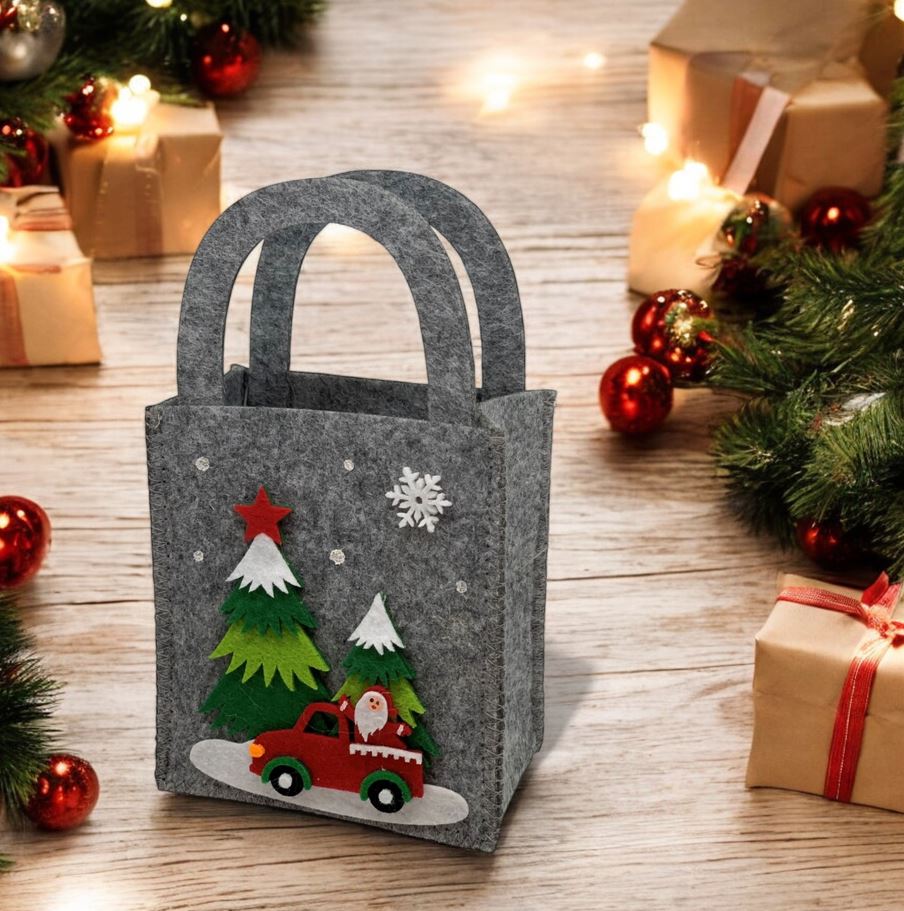 Tasche XMas aus Filz Farbe: Grau L:11cm B:7cm H:19cm