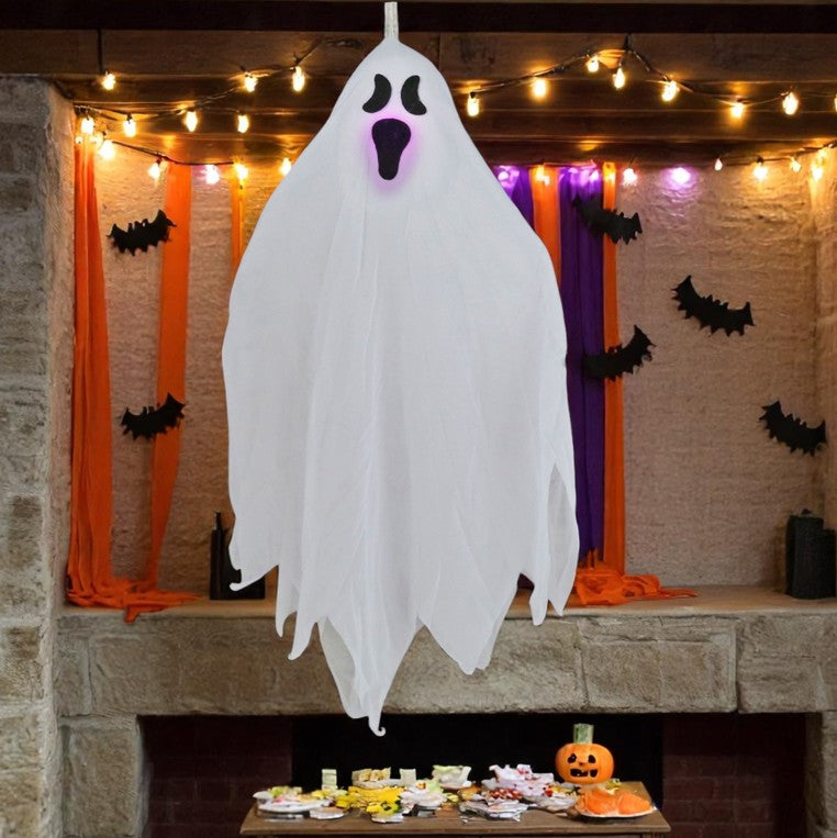 Geist mit LED zum Hängen, 50cm Hoch aus Polyester/PP Gewicht 17g