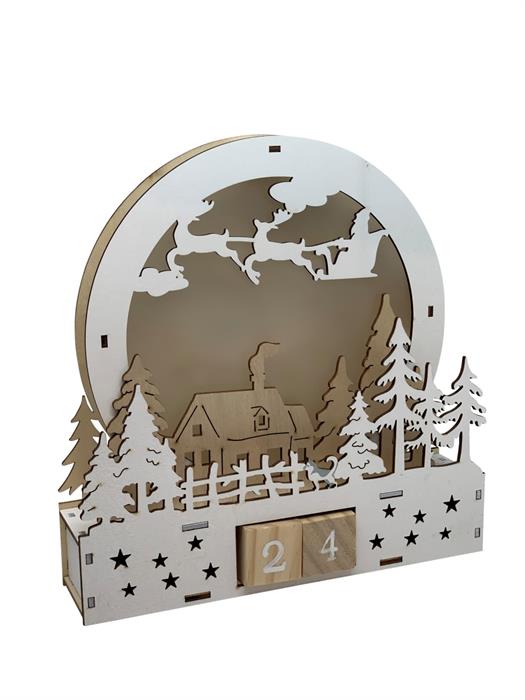 LED Holz Kalender Tischdeko
mit Zahlenwürfel mit 8 LED
Farbe:Weiss