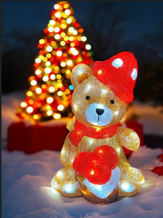 LED Outdoor Acryl Bär mit 50 LED cool white