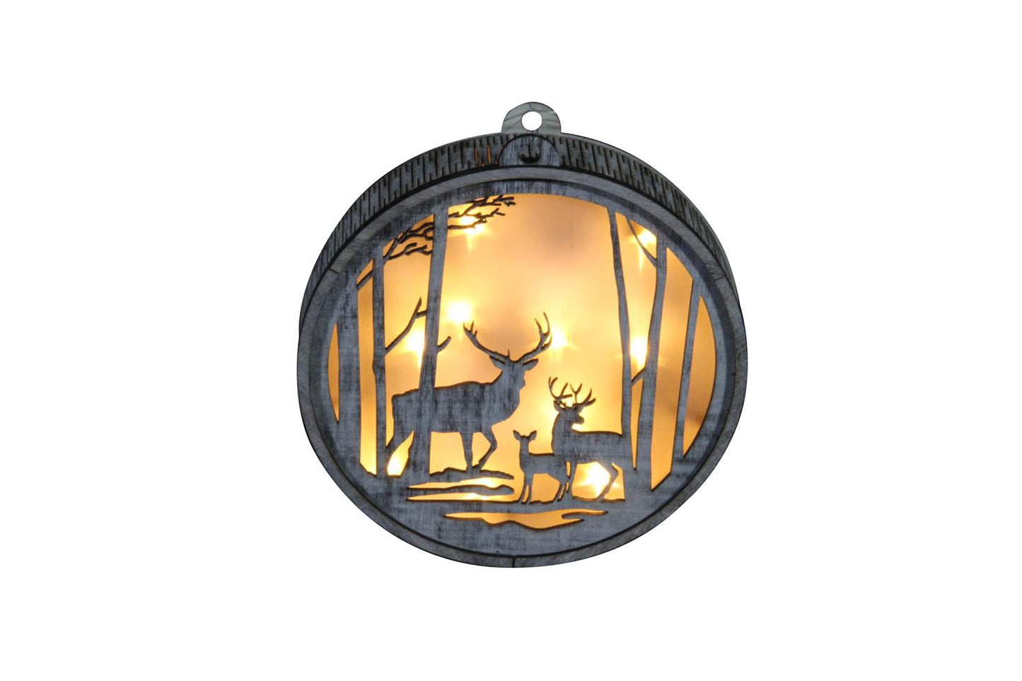 LED Holz Hänger mit Hirsch Design,10 LED, D:18cm
Antic White Holz m. Antic White Hirschen