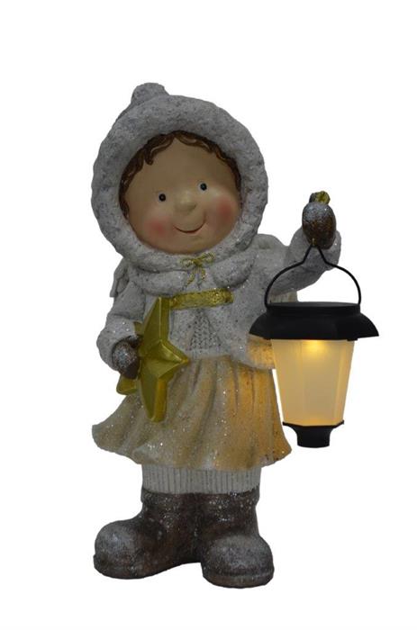 Figurine LED fille
en polyrésine avec
Lanterne en main 1LED
Couleur: blanc/or