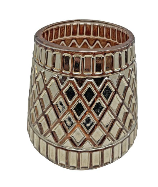 Windlicht aus Glas 
Orientalisches Design
Farbe: Kupfer 
D:13cm H:15cm