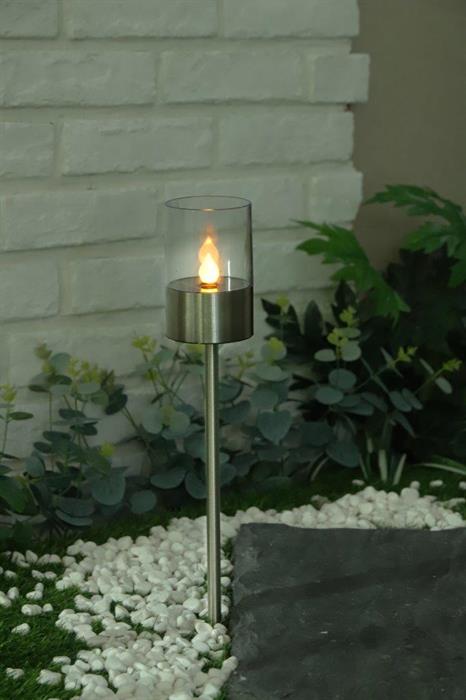 LED Solar Leuchte mit Kerzenflackern
aus Edelstahl
mit 1 LED