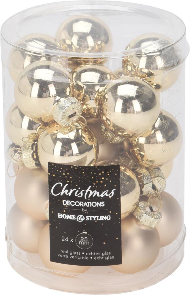 Weihnachtskugel aus Glas Set mit 24 Stk D2.5cm in Gold
