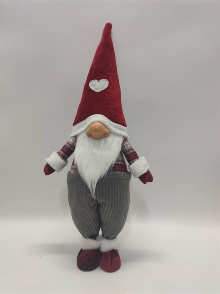 Deko Wichtel Santa stehend Farbe: Grau/Rot L13cm x B20cm x H57cm