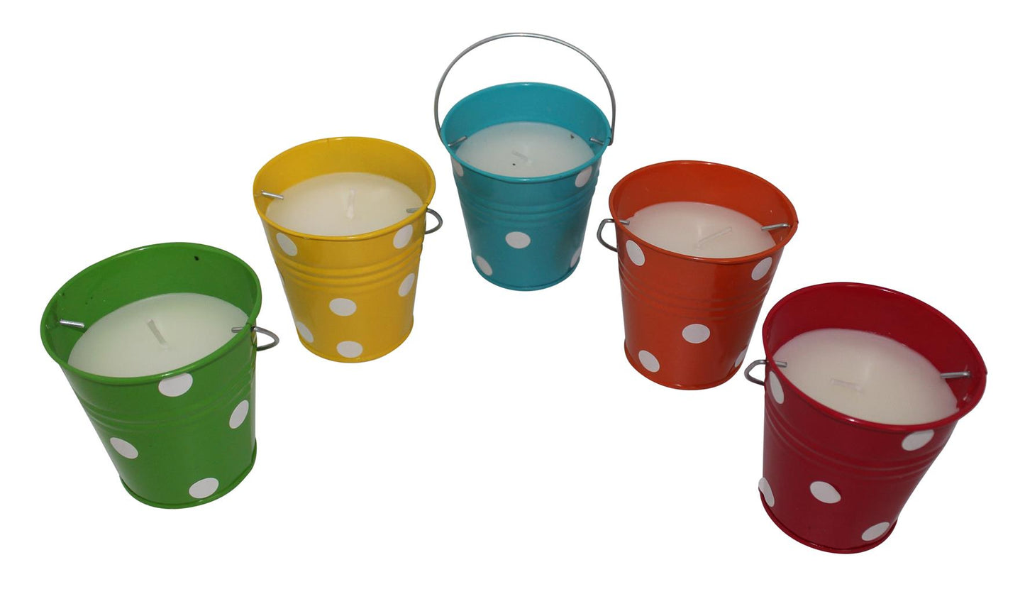 Citronella Kerze im Metall Eimer 5fach asssortiert