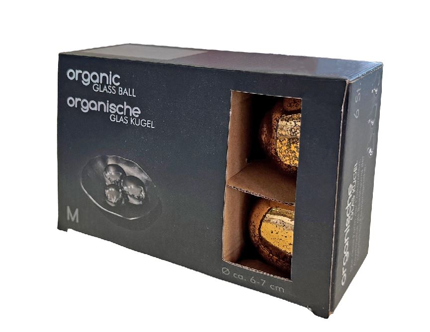 Weihnachtskugel Glas organic 6er Set gold mercury D6-7cm