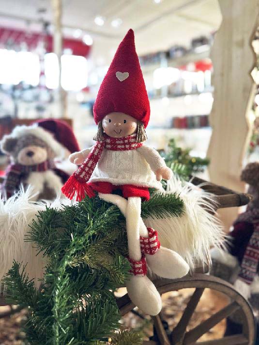 Deko Figur Junge weiss rot Kantenhocker H52cm