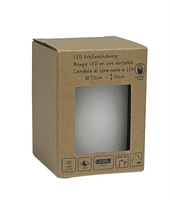 LED Wachskerze weiss rustic mit beweglicher Flamme
