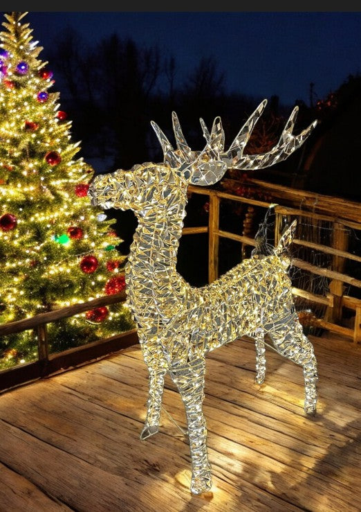 LED Rentier gold Outdoor aus Metall mit 600LED Micro Light goldige PET Streifen