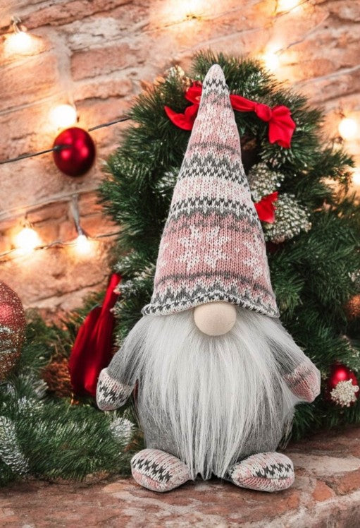 Deko Wichtel Santa Farbe: Rosa/Grau L:15cm B:21cm H:45cm