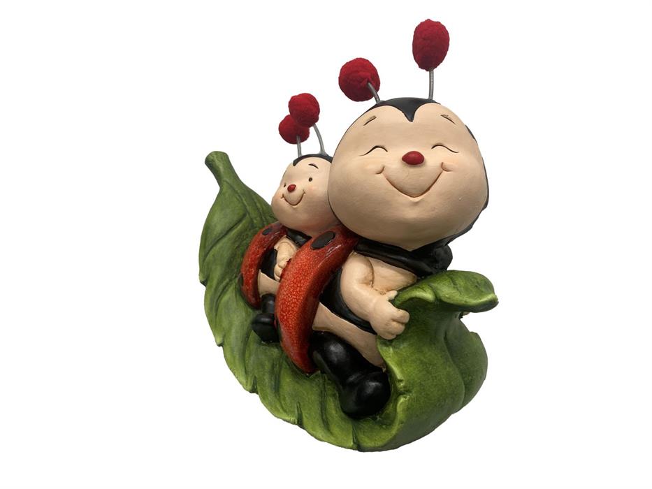 Deko Figur 2 Marienkäfer
sitzend auf Blatt