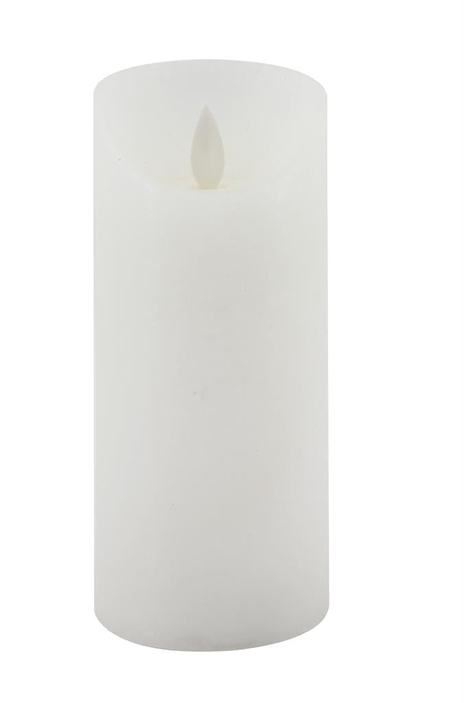 Bougie en cire LED blanche rustique avec flamme mobile
 P:7,5 cm - H:15 cm