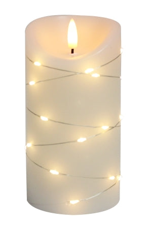 Bougie en cire LED crème/argent
 D:8 cm H:15 cm