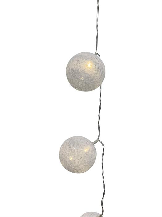 Chaîne lumineuse LED Boule de Coton "Blanc"
avec 10 LED
L: 135 cm
D: boules 6cm