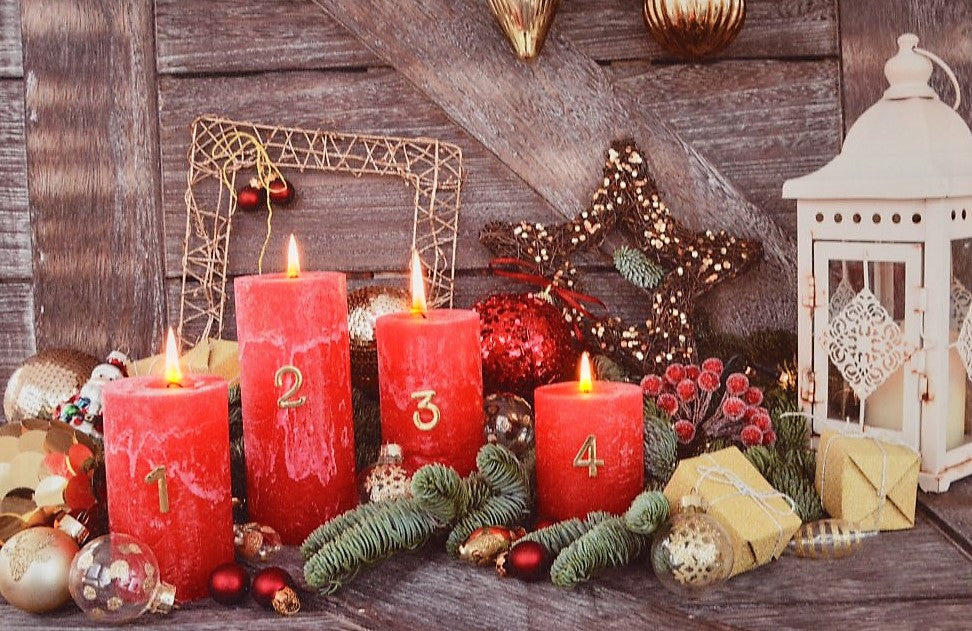 Image LED en toile motif : Bougies rouges de l'Avent
4 LED