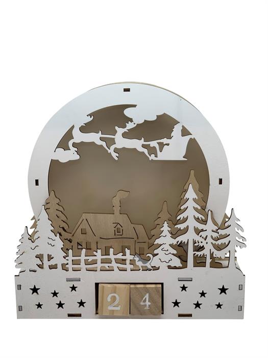 LED Holz Kalender Tischdeko
mit Zahlenwürfel mit 8 LED
Farbe:Weiss