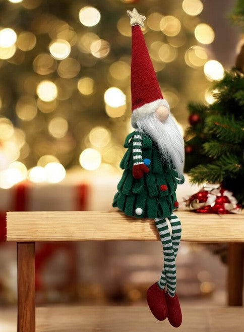 Deko Wichtel Santa Kantenhocker grün rot 75cm