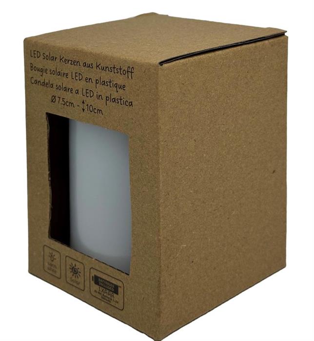 LED Solar Kerze Kunststoff
Outdoor wasserdicht IP44
D:7.5cm - H:10cm
Farbe weiss