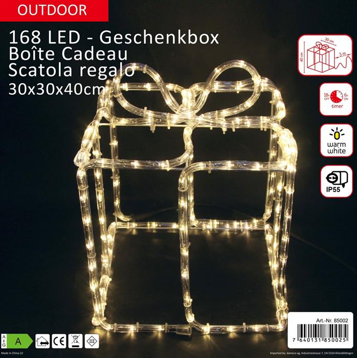 LED Weihnachtsbeleuchtung Geschenk 168LED - 230V
L:30cm B:30cm H:40cm