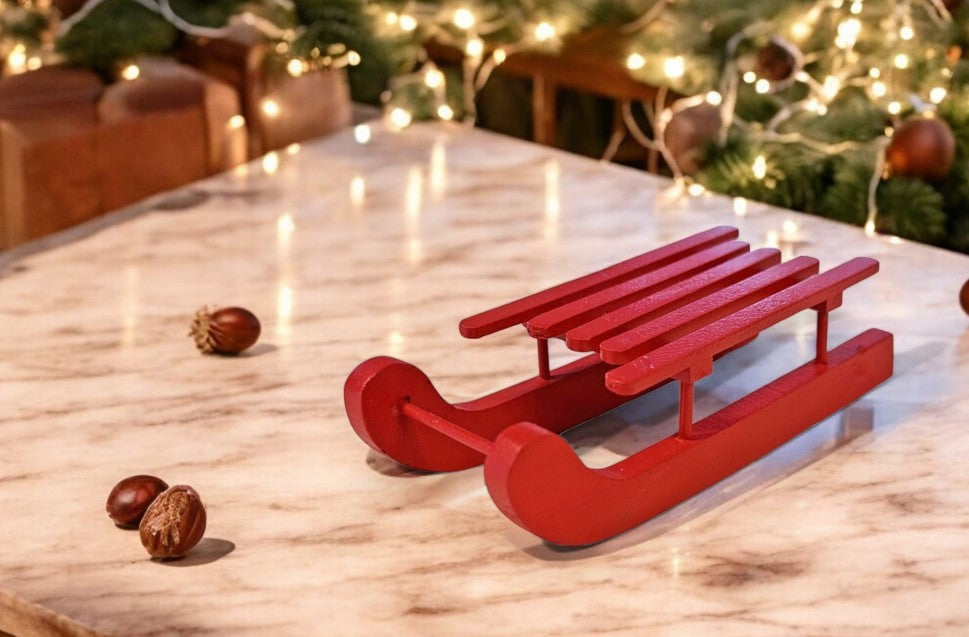 Deko Schlitten rot aus Holz