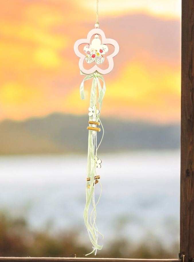 Deko Hänger Blume aus Holz T0.9cm x B13cm x L76cm
