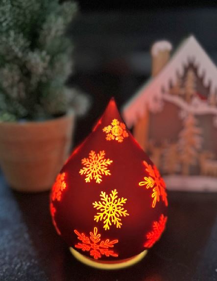 LED Glas Deko Wassertropfen rot mit10 LED zum Aufstellen Grösse 12x16cm