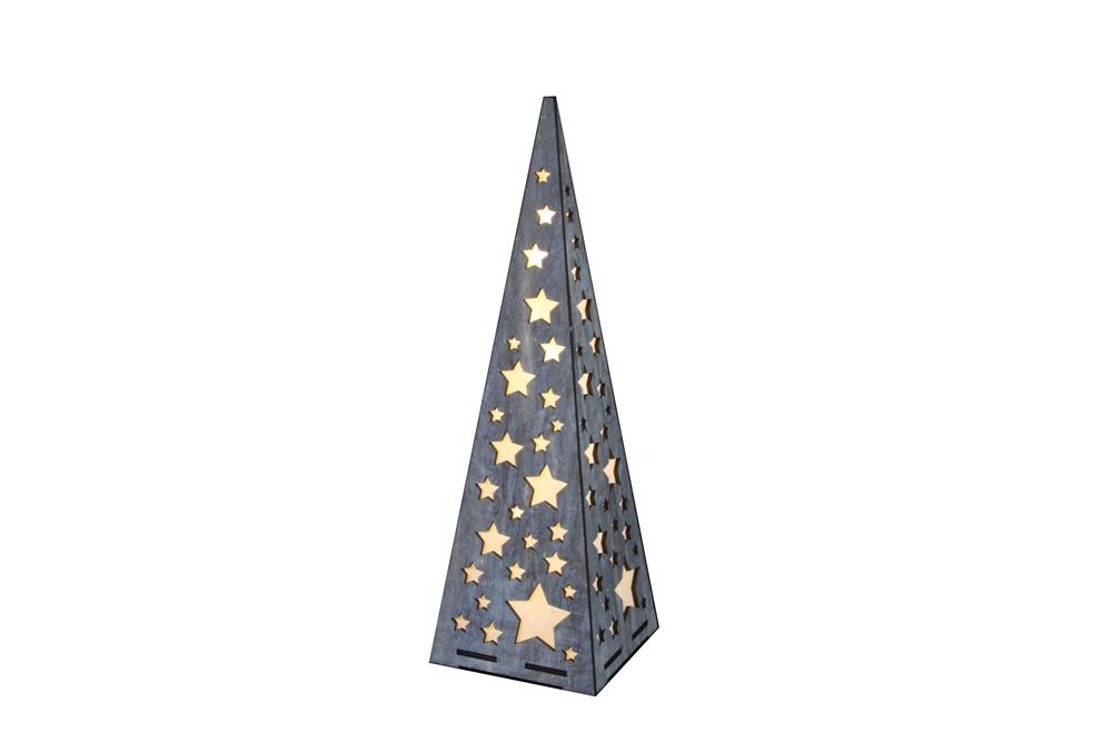 LED Holz-Pyramide mit 20 LED
Sternen Design
H:57cm