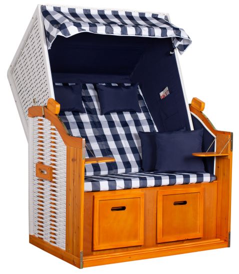 Strandkorb "Ostsee" kariert blau/weiss