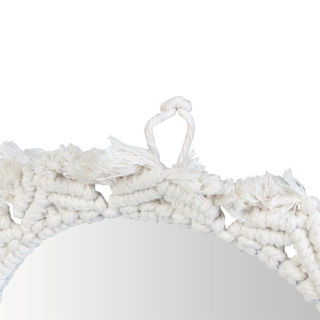Specchio da parete sun con bordo in corda di cotone