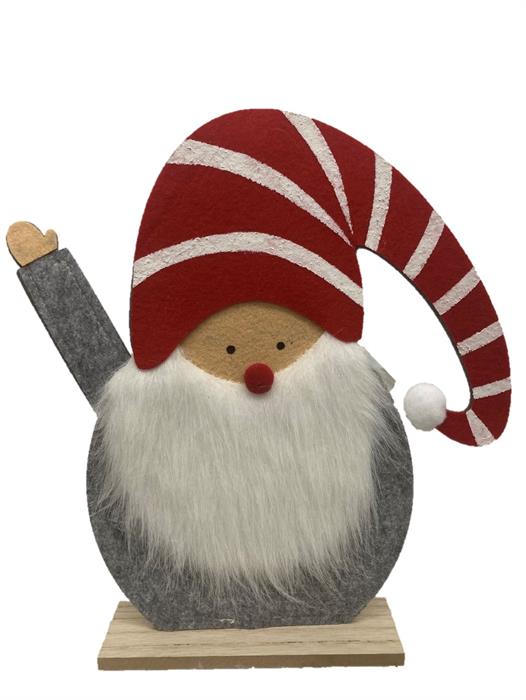 Décoration Père Noël
sur un socle en bois pour se poser
Couleur: rouge/blanc