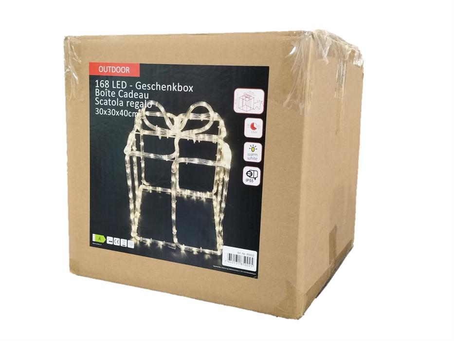 LED Weihnachtsbeleuchtung Geschenk 168LED - 230V
L:30cm B:30cm H:40cm