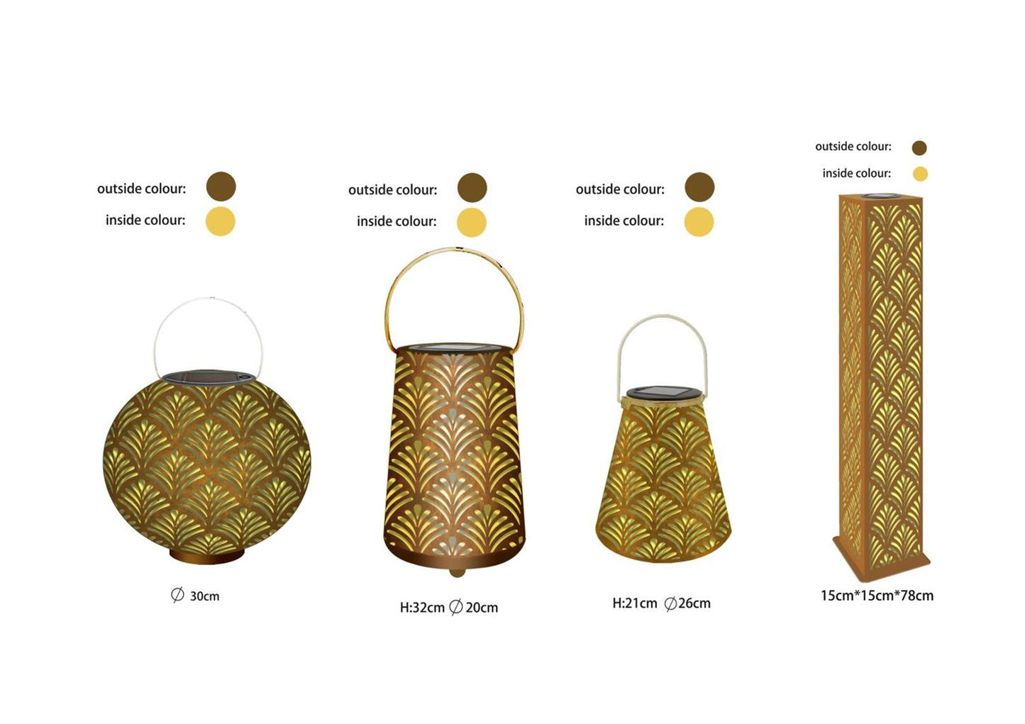 LED Solar Laterne Metall rund
Farbe: Rostbraun
30x30x30cm