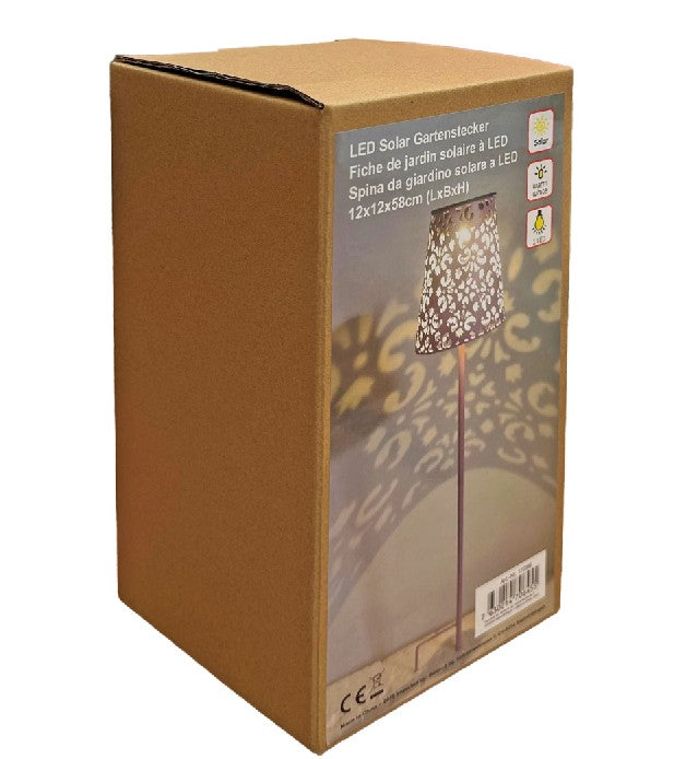 LED Solar Leuchte Gartenstecker aus Metall in Pink